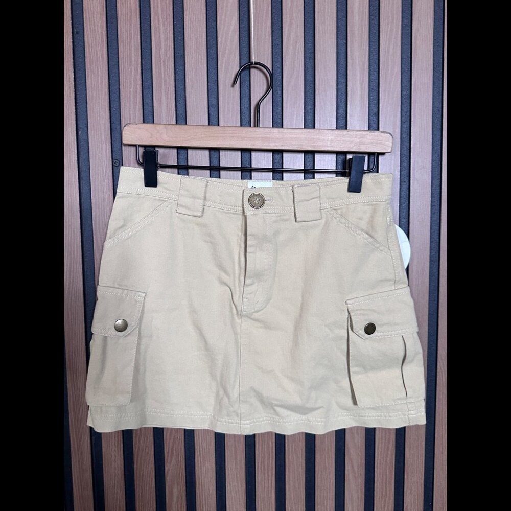 New Princess Polly Mini Skirt 2 Womens Beige Yellow Cargo 100% Cotton Utility